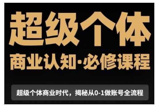 超级个体商业认知觉醒视频课，商业认知·必修课程揭秘从0-1账号全流程-三玖社区