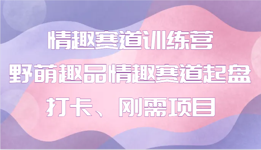 情趣赛道训练营 野萌趣品情趣赛道起盘打卡、刚需项目-三玖社区