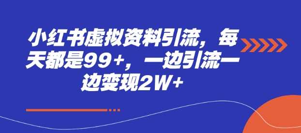 小红书虚拟资料引流，每天都是99+，一边引流一边变现2W+-三玖社区