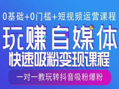 0基础+0门槛+短视频运营课程，玩赚自媒体快速吸粉变现课程，一对一教玩转抖音吸粉爆粉-三玖社区