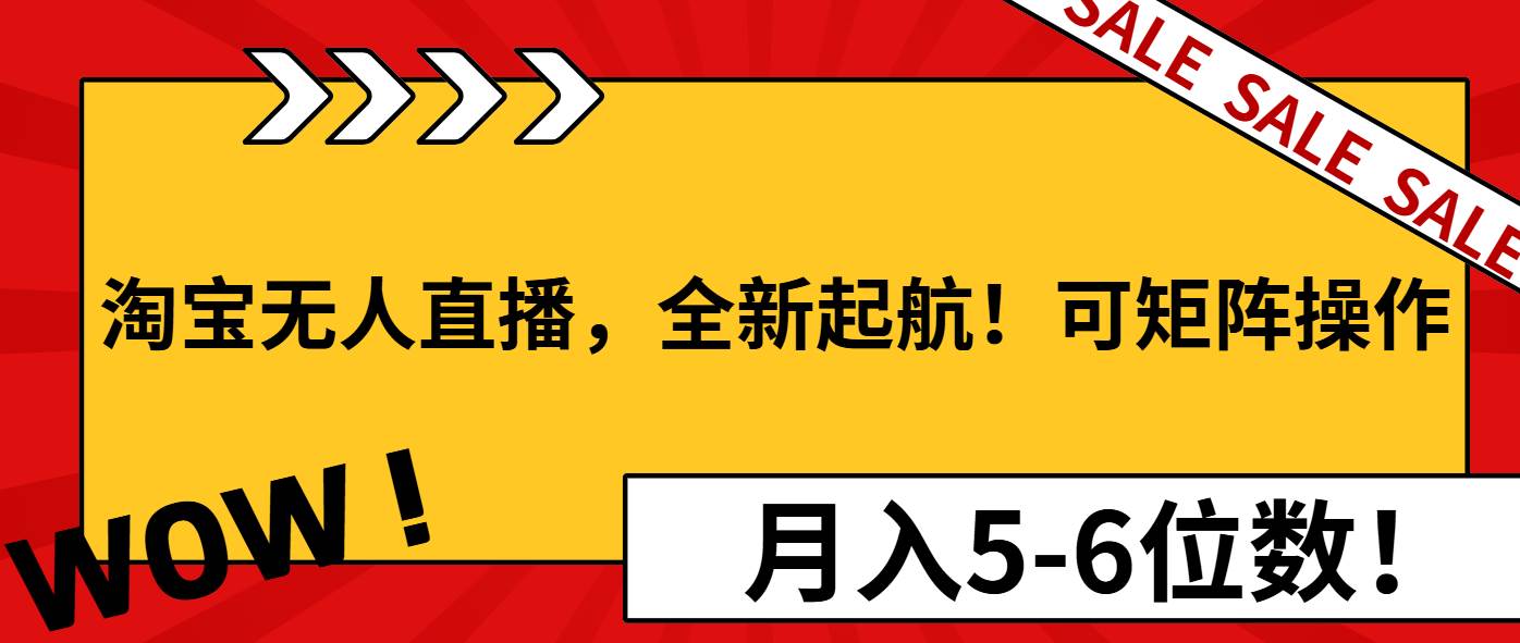 淘宝无人直播，全新起航！可矩阵操作，月入5-6位数！-三玖社区