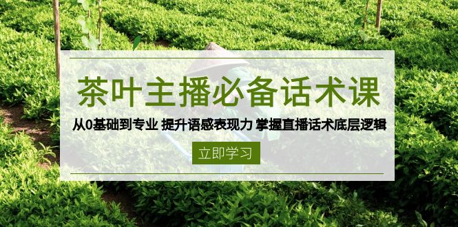 茶叶 主播必备话术课 从0基础到专业 提升语感表现力 掌握直播话术底层逻辑-三玖社区