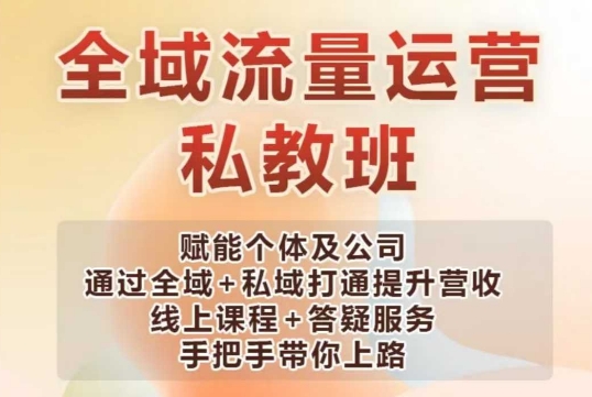 全域流量运营操盘课，赋能个体及公司通过全域+私域打通提升营收-三玖社区