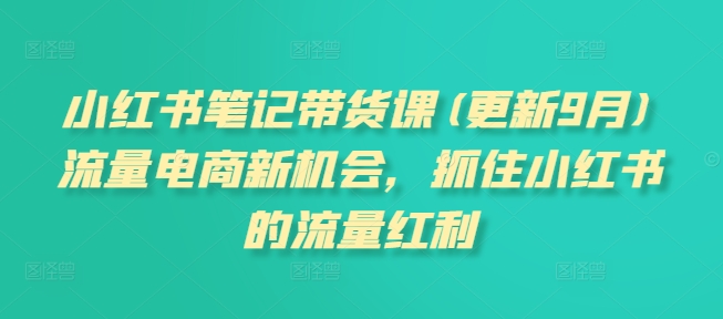 小红书笔记带货课(更新25年2月)流量电商新机会，抓住小红书的流量红利-三玖社区