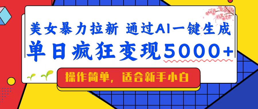 美女暴力拉新，通过AI一键生成，单日疯狂变现5000+，纯小白一学就会！-三玖社区