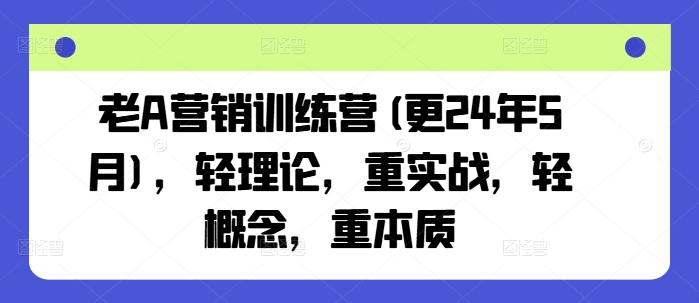 老A营销训练营(更25年3月)，轻理论，重实战，轻概念，重本质-三玖社区