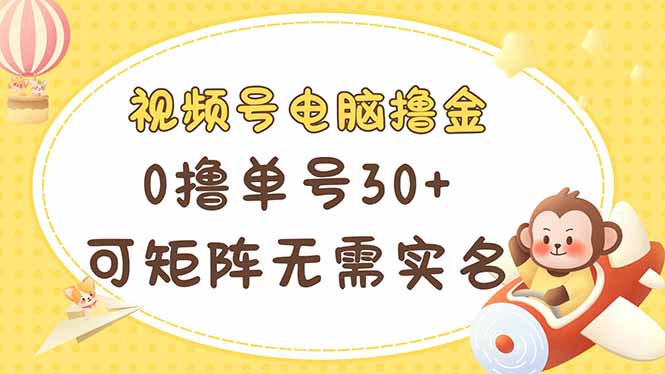 视频号电脑撸金 0撸单号30+ 可矩阵 无需实名多号多得-三玖社区