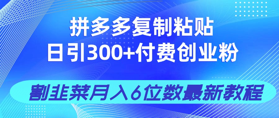 拼多多复制粘贴日引300+付费创业粉，割韭菜月入6位数最新教程！-三玖社区