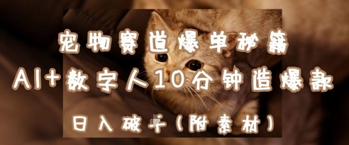 宠物赛道爆单秘籍：AI+数字人10分钟造爆款，日入1k-三玖社区