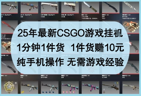 25年最新CSGO游戏挂G，1分钟1件货，1件货挣10元，纯手机操作，无需游戏经验【揭秘】-三玖社区
