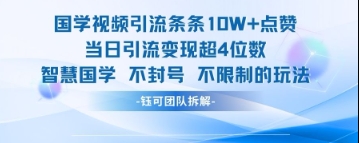 国学视频引流条条10W+点赞当日引流变现超4位数-三玖社区